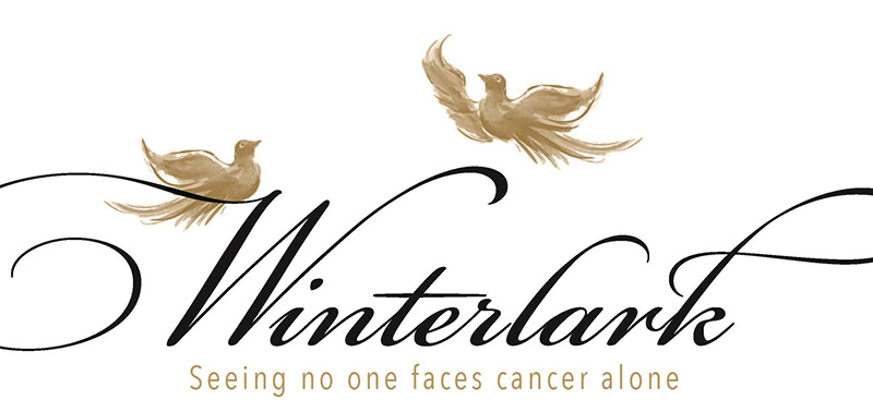 Winterlark logo with gold illustrated birds